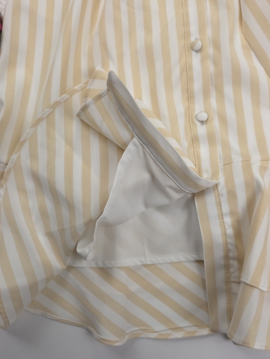 New Striped Cream Striped  and White Button-Front Peplum Belted dress Sz 4 - Picture 7 of 11